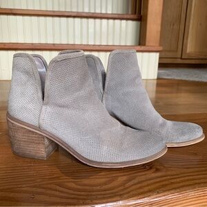 BP Gray Perforated Suede Ankle Booties size 8
